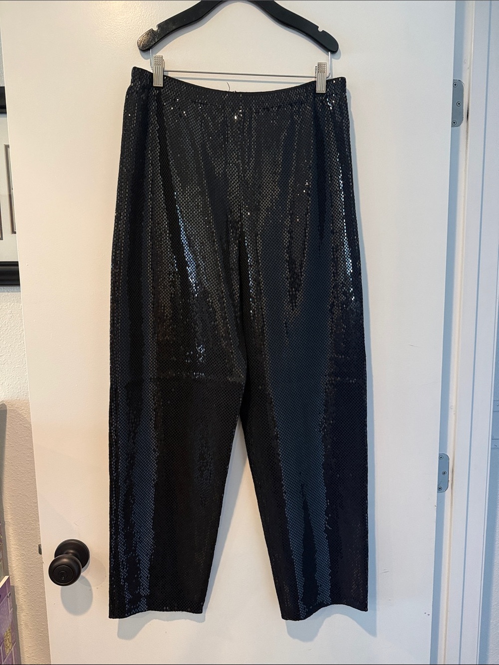 St. John Collection Black Evening Top with Sequined Detail